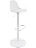 BASIC seat h 60-82 cm in polypropylene with eco-leather cushion structure in matt white steel stool