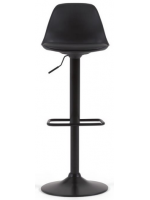 HEAKER siège h 60-82 cm en polypropylène avec coussin en éco-cuir structure en acier noir mat tabouret