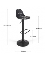 HEAKER seat h 60-82 cm in polypropylene with eco-leather cushion structure in matt black steel stool