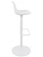 BASIC seat h 60-82 cm in polypropylene with eco-leather cushion structure in matt white steel stool