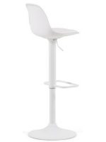 BASIC asiento h 60-82 cm en polipropileno con cojín de ecopiel estructura en acero mate blanco taburete