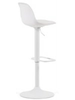 BASIC seat h 60-82 cm in polypropylene with eco-leather cushion structure in matt white steel stool