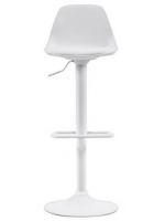 BASIC seat h 60-82 cm in polypropylene with eco-leather cushion structure in matt white steel stool