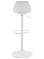 BASIC seat h 60-82 cm in polypropylene with eco-leather cushion structure in matt white steel stool