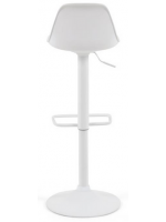 BASIC Sitz h 60-82 cm aus Polypropylen mit Öko-Leder-Kissenstruktur in mattem Weiß Stahlhocker