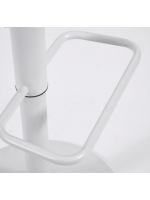 BASIC seat h 60-82 cm in polypropylene with eco-leather cushion structure in matt white steel stool