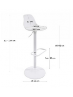 BASIC seat h 60-82 cm in polypropylene with eco-leather cushion structure in matt white steel stool