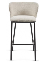 ACETTA seduta h 75 cm scelta colore in tessuto shearling e struttura in metallo nero sgabello di design
