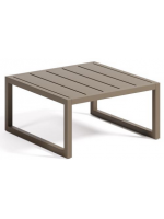 PAESTUM 60x60 cm Table basse en aluminium peint gris tourterelle pour terrasse de jardin extérieur