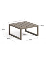 PAESTUM 60x60 cm Couchtisch aus taubengrau lackiertem Aluminium für die Gartenterrasse im Freien