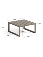 PAESTUM 60x60 cm Table basse en aluminium peint gris tourterelle pour terrasse de jardin extérieur