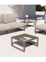 PAESTUM 60x60 cm coffee table in dove gray painted aluminum for outdoor garden terrace