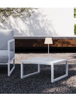 LIRICA 60x60 cm Table basse en aluminium peint blanc pour terrasse de jardin extérieur