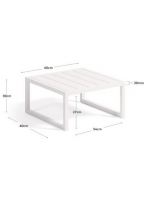 LIRICA 60x60 cm tavolino in alluminio verniciato bianco per esterno giardino terrazzo