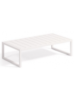 LIRICA 114x60 cm Table basse en aluminium peint blanc pour terrasse de jardin extérieur