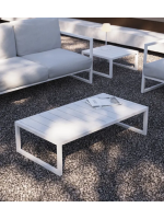 LIRICA 114x60 cm coffee table in white painted aluminum for outdoor garden terrace