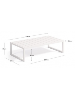 LIRICA 114x60 cm Table basse en aluminium peint blanc pour terrasse de jardin extérieur