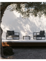 ALETRA 114x60 cm Table basse en aluminium peint anthracite pour terrasse de jardin extérieur