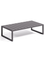 ALETRA 114x60 cm Table basse en aluminium peint anthracite pour terrasse de jardin extérieur