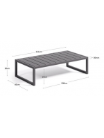ALETRA 114x60 cm coffee table in anthracite painted aluminum for outdoor garden terrace