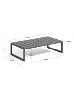 ALETRA 114x60 cm Couchtisch aus anthrazit lackiertem Aluminium für die Gartenterrasse im Freien