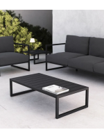 ALETRA 114x60 cm Couchtisch aus anthrazit lackiertem Aluminium für die Gartenterrasse im Freien