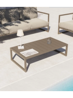 PAESTUM 114x60 cm Table basse en aluminium peint gris tourterelle pour terrasse de jardin extérieur