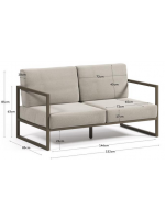 PASTEUM in dove gray aluminum and cushions in water-repellent and washable removable fabric 2 seater sofa