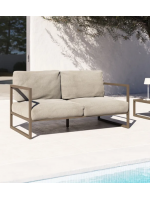 PASTEUM in dove gray aluminum and cushions in water-repellent and washable removable fabric 2 seater sofa