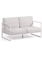 LIRICA en aluminio blancoy cojines en tejido desenfundable hidrófugo y lavable sofá de 2 plazas