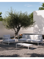 LIRICA in white aluminum and cushions in water-repellent and washable removable fabric 2 seater sofa