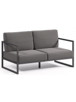 ALETRA en aluminium anthracite et coussins en tissu déhoussable hydrofuge et lavable canapé 2 places