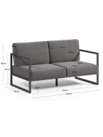 ALETRA aus Anthrazit Aluminium und Kissen aus wasserabweisendem und waschbarem abnehmbarem Stoff 2-Sitzer-Sofa