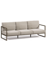 PASTEUM in dove gray aluminum and cushions in water-repellent and washable removable fabric 3 seater sofa