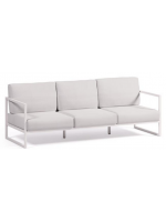LIRICA in white aluminum and cushions in water-repellent and washable removable fabric 3 seater sofa