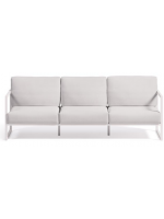 LIRICA en aluminio blanco y cojines en tejido desenfundable hidrófugo y lavable sofá de 3 plazas