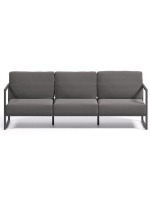 ALETRA aus Anthrazit Aluminium und Kissen aus wasserabweisendem und waschbarem abnehmbarem Stoff 3-Sitzer-Sofa