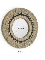 KELA 40 Ø  o 60 Ø cm in natural fiber round mirror