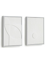 FLO set of two modern paintings on white embossed canvas