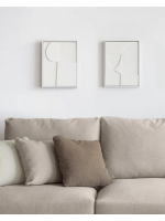 PRIMULA set of two modern paintings on white embossed canvas