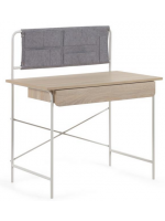 MELA desk 100x62 cm in white metal and natural wood melamine