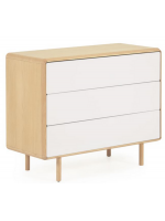 LENA 99 cm chest of drawers in solid wood and ash veneer