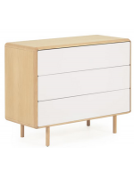 LENA Commode 99 cm en bois massif et placage frêne