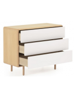 LENA 99 cm chest of drawers in solid wood and ash veneer