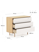 LENA 99 cm chest of drawers in solid wood and ash veneer