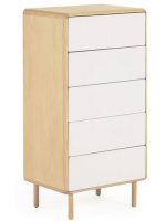 LENA tiroirs h 117 cm en bois massif et placage frêne