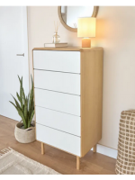 LENA h 117 cm drawers in solid wood and ash veneer