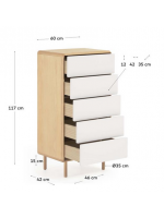 LENA h 117 cm drawers in solid wood and ash veneer