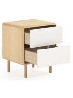 LENA 50 cm night table in solid wood and ash veneer