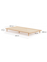 LENA cama individual de madera maciza de fresno 90x200 cm